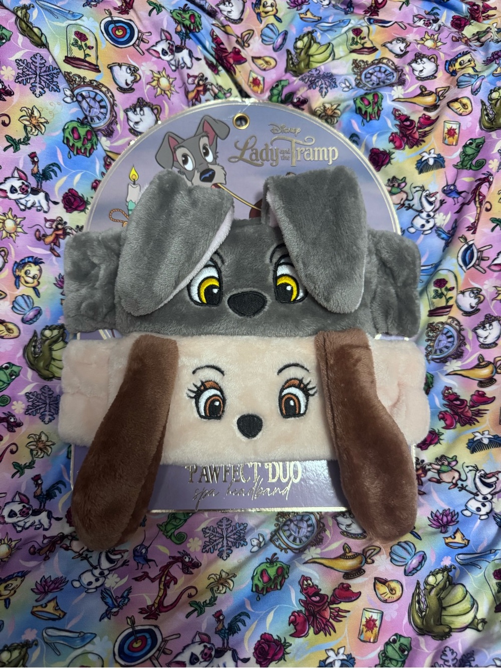 Disney Lady and the Tramp Plush Headband Set - Gray, Cream & Brown